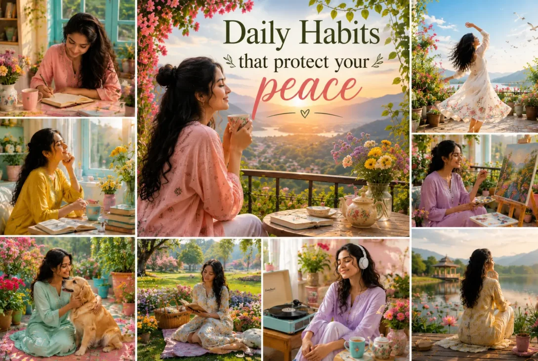 Daily habits that protect your peace A girl feeling calm and happy after finding her peace