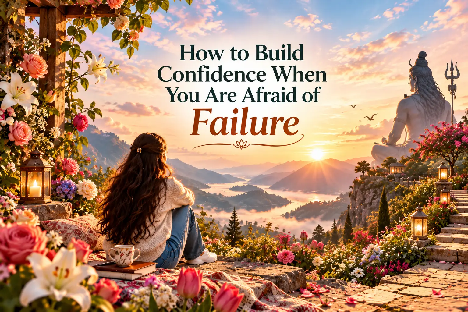 How to build confidence when you are afraid of failure with a woman facing a hopeful sunrise