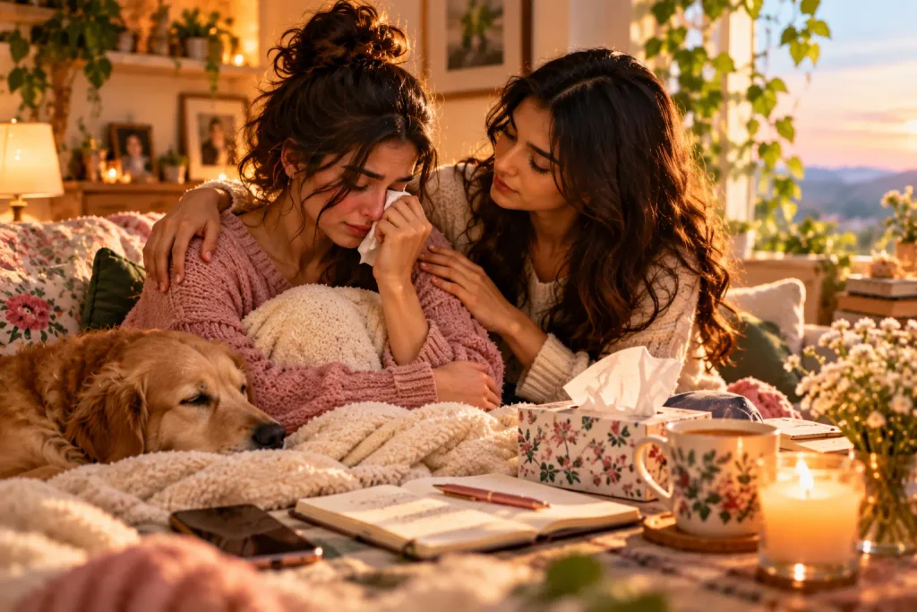 How to manage anxiety by expressing emotions, accepting feelings, and receiving emotional support from a trusted friend.