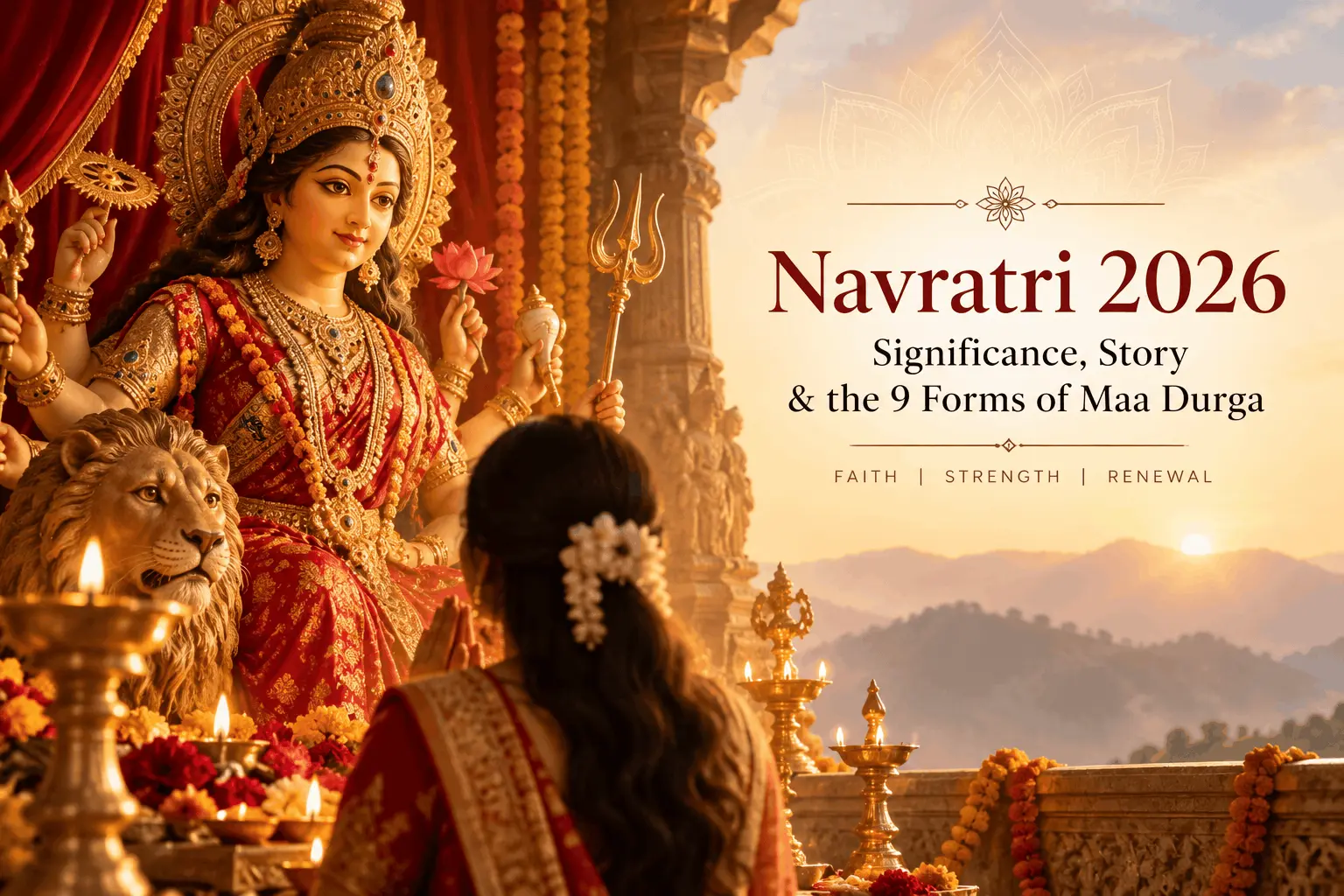 Navratri 2026 feature image of Maa Durga representing Shakti, faith and the nine forms of the Goddess